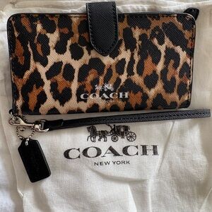 Coach, leopard print wallet nwot